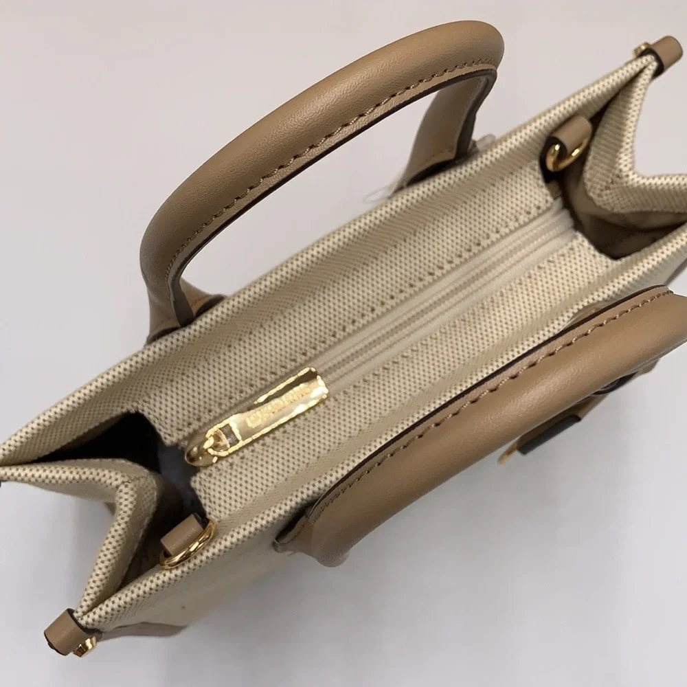 Michael Kors Mirella Small Shopper Top Zip Crossbody Bag Camel MK NWT